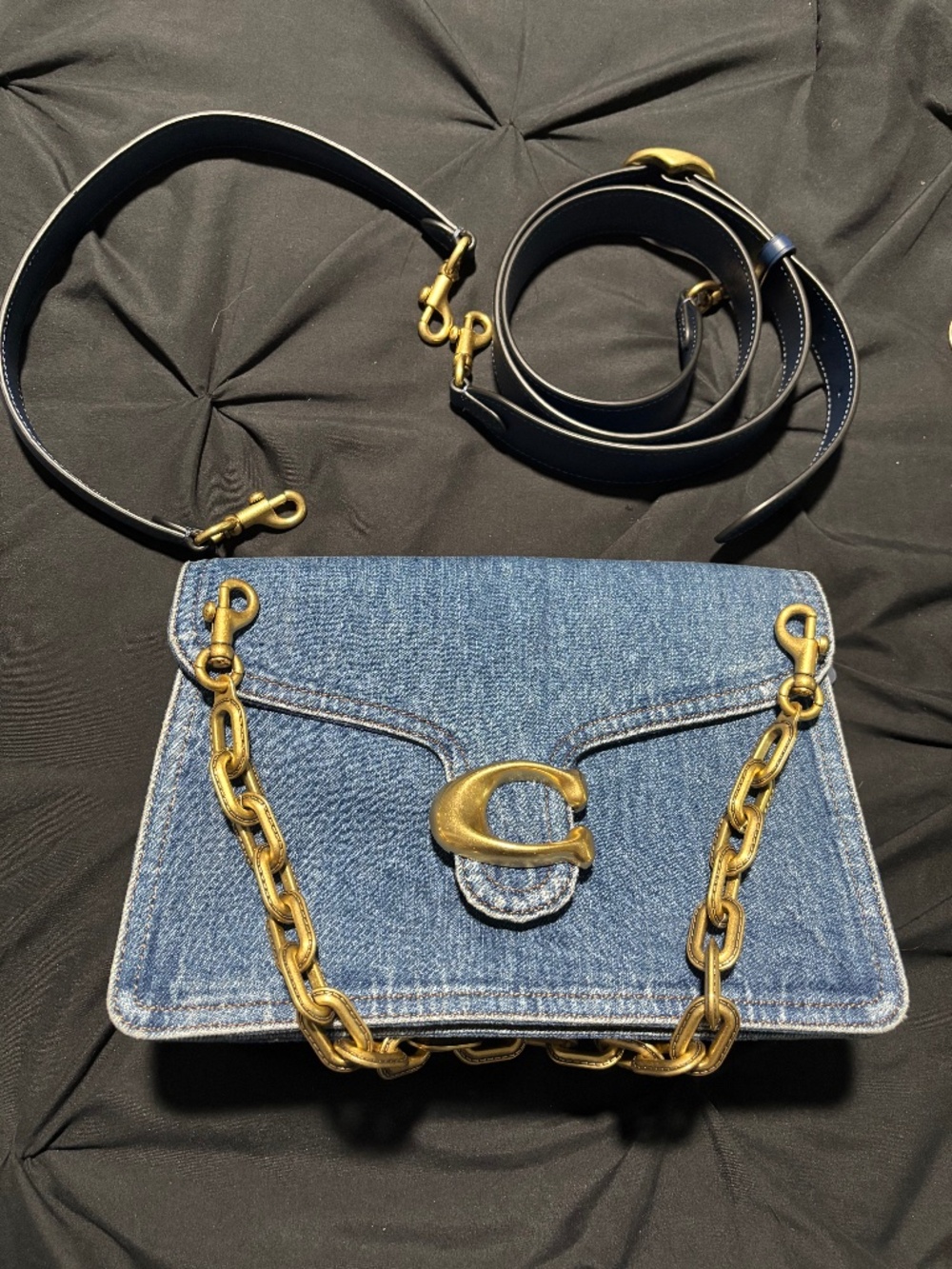 Like new coach chain denim tabby